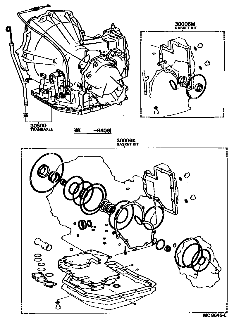 Toyota CAMRY 传动桥或变速器总成和衬垫组件(ATM) EPC diagram — MC8645E