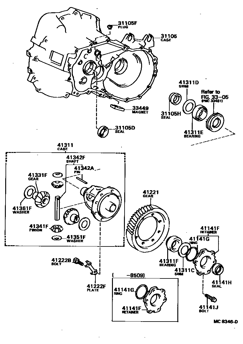 Toyota CAMRY 前桥壳和差速器 EPC diagram — MC8346D