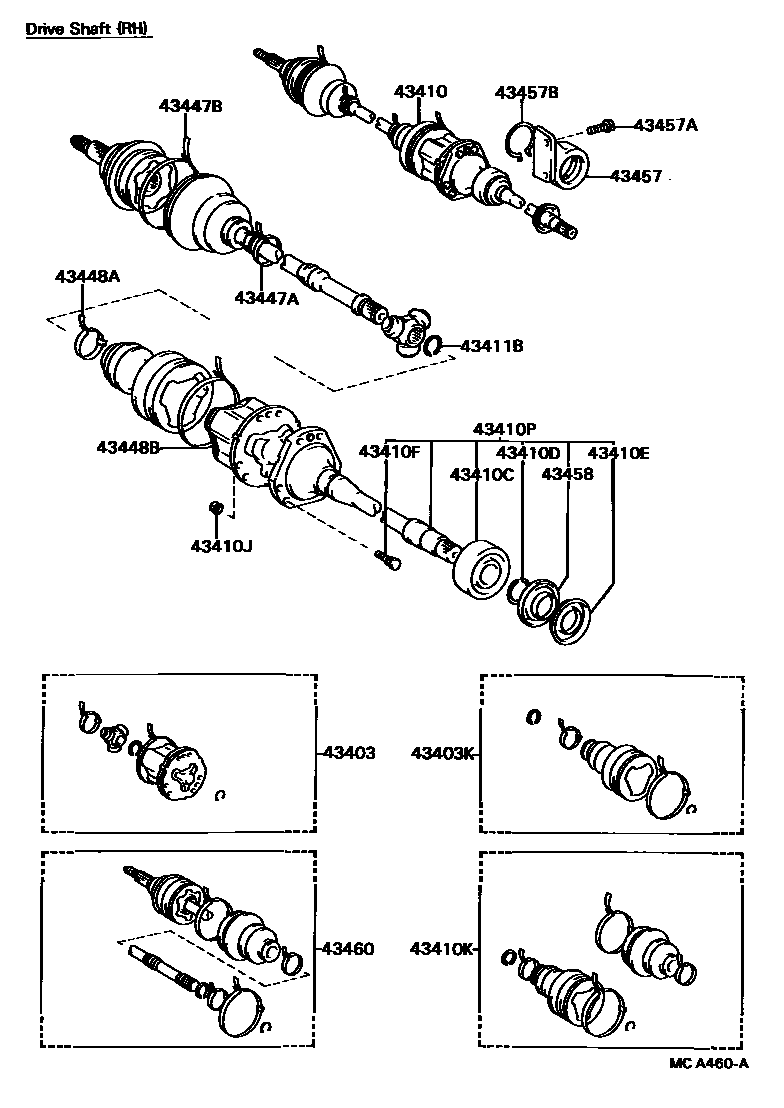 Toyota CAMRY Front Drive Shaft EPC diagram — MCA460A