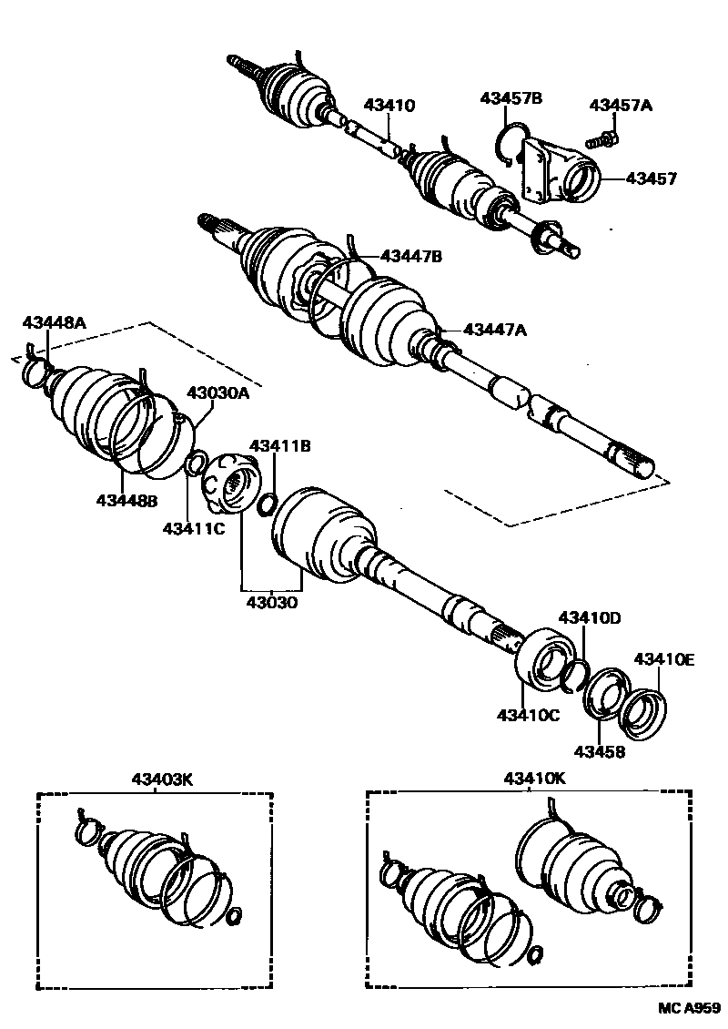 Toyota CAMRY Front Drive Shaft EPC diagram — MCA959