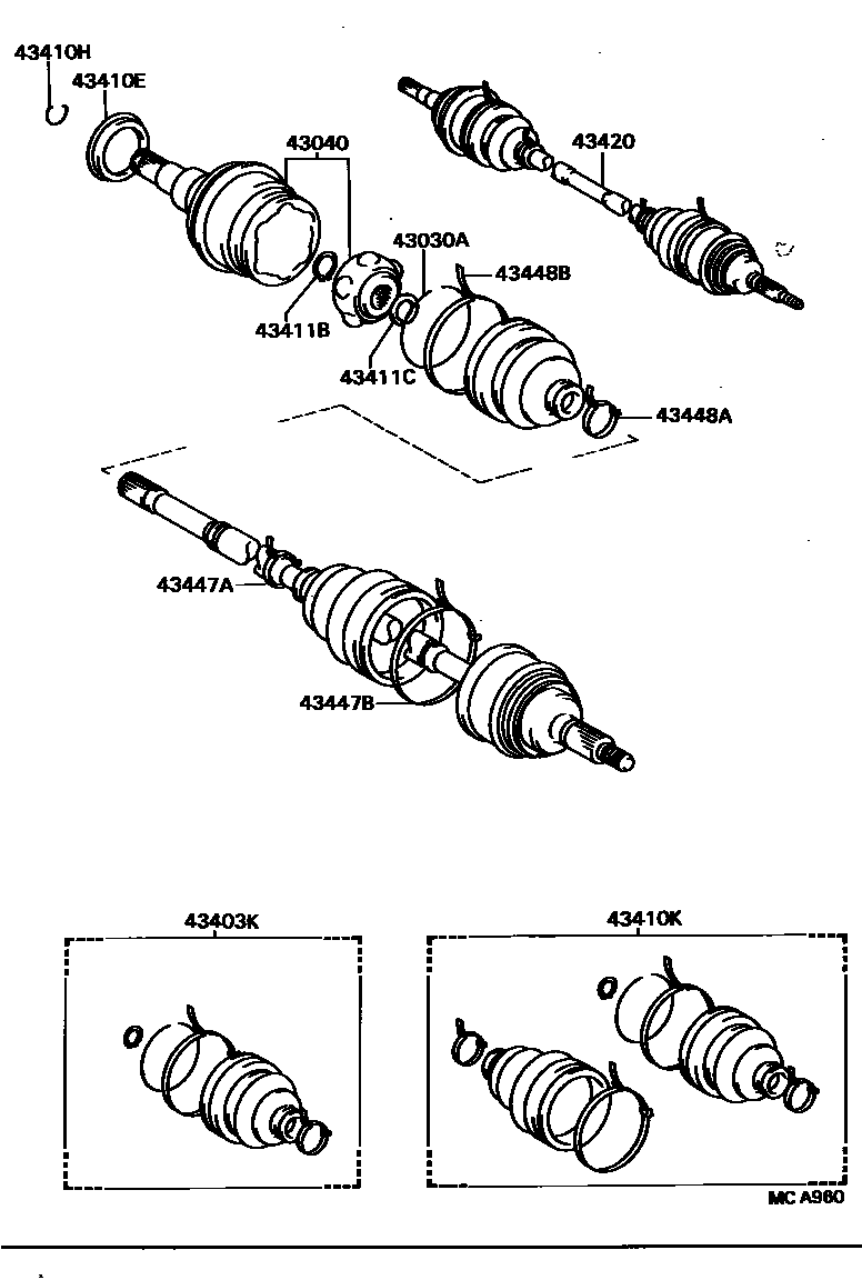 Toyota CAMRY Front Drive Shaft EPC diagram — MCA960