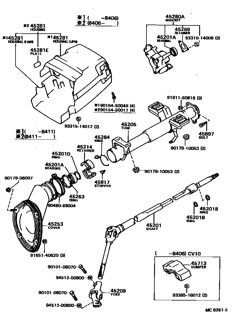 Toyota CAMRY Steering Column & Shaft EPC diagram — MC8351E