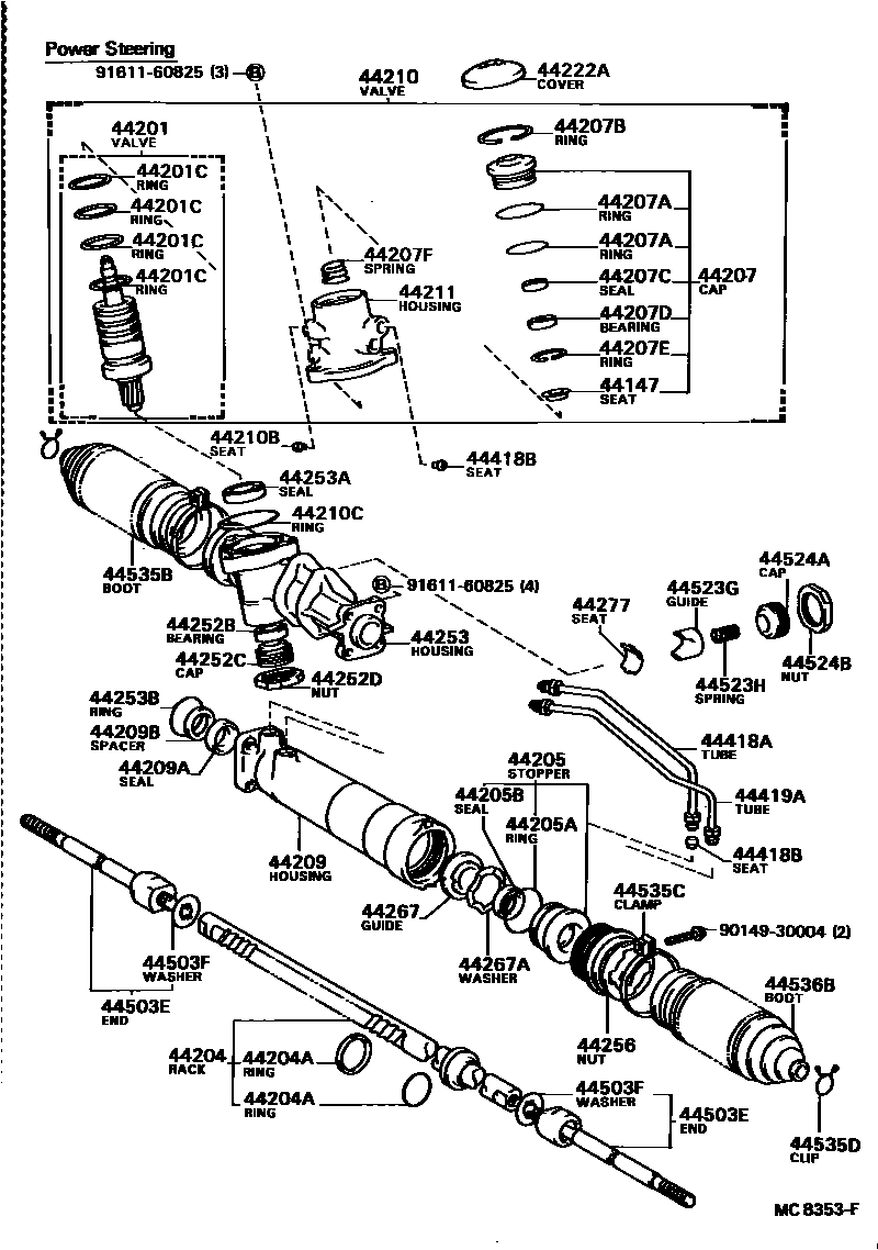 Toyota CAMRY 前转向齿轮和连杆 EPC diagram — MC8353F
