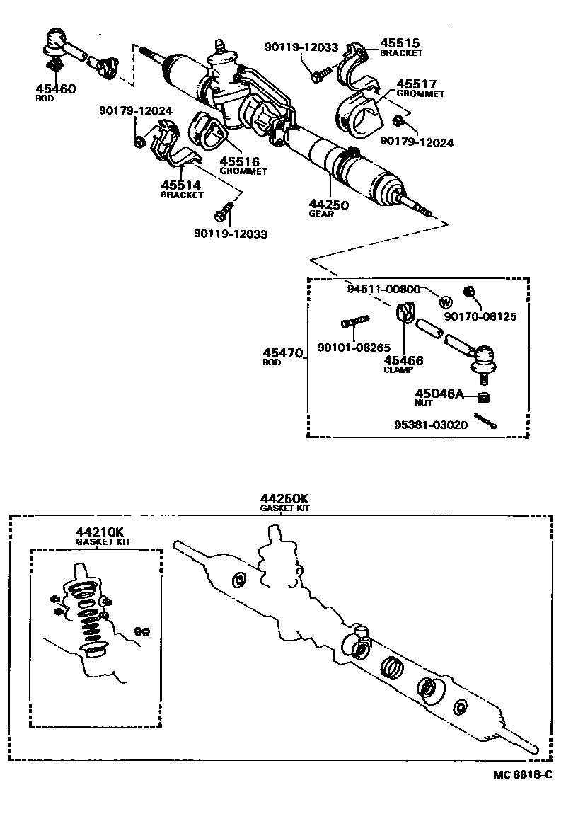 Toyota CAMRY 前转向齿轮和连杆 EPC diagram — MC8818C