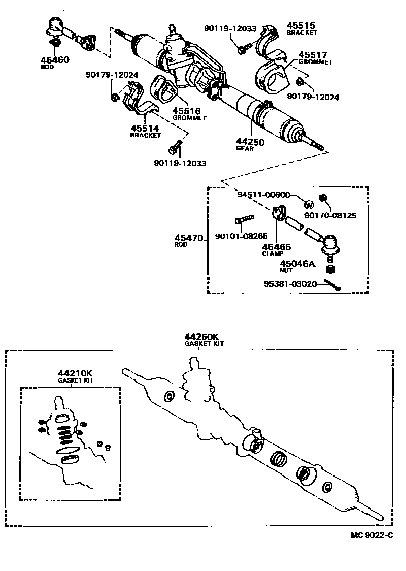Toyota CAMRY 前转向齿轮和连杆 EPC diagram — MC9022C