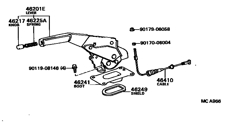 Toyota CAMRY Parking Brake & Cable EPC diagram — MCA966
