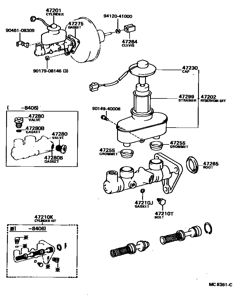 Toyota CAMRY 制动总泵 EPC diagram — MC8361C