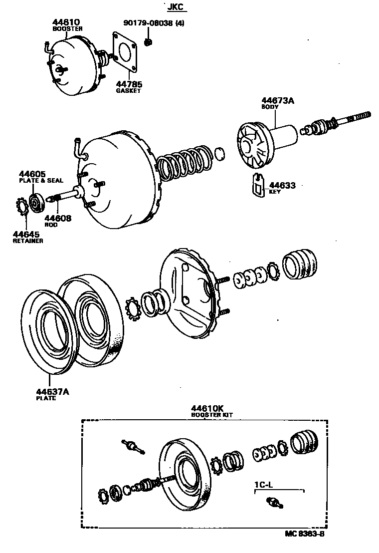 Toyota CAMRY 制动助力器和真空管 EPC diagram — MC8363B