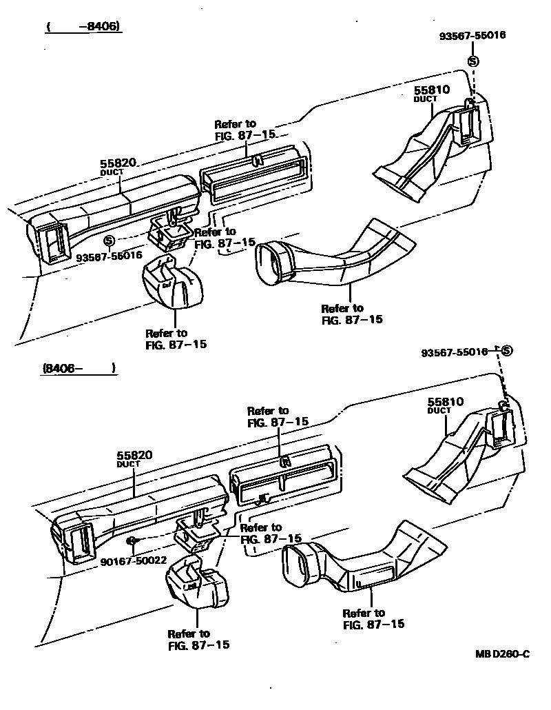 Toyota CAMRY 前围板通风装置 EPC diagram — MBD260C