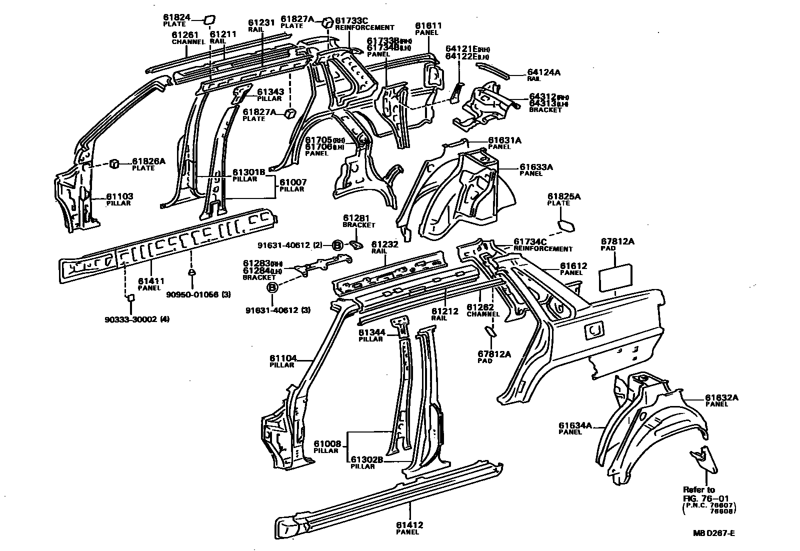 Toyota CAMRY 侧梁 EPC diagram — MBD267E
