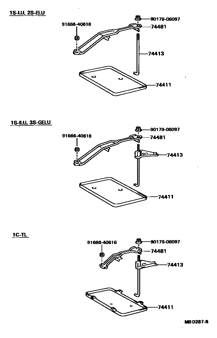 Toyota CAMRY battery holder EPC diagram — MBD287B