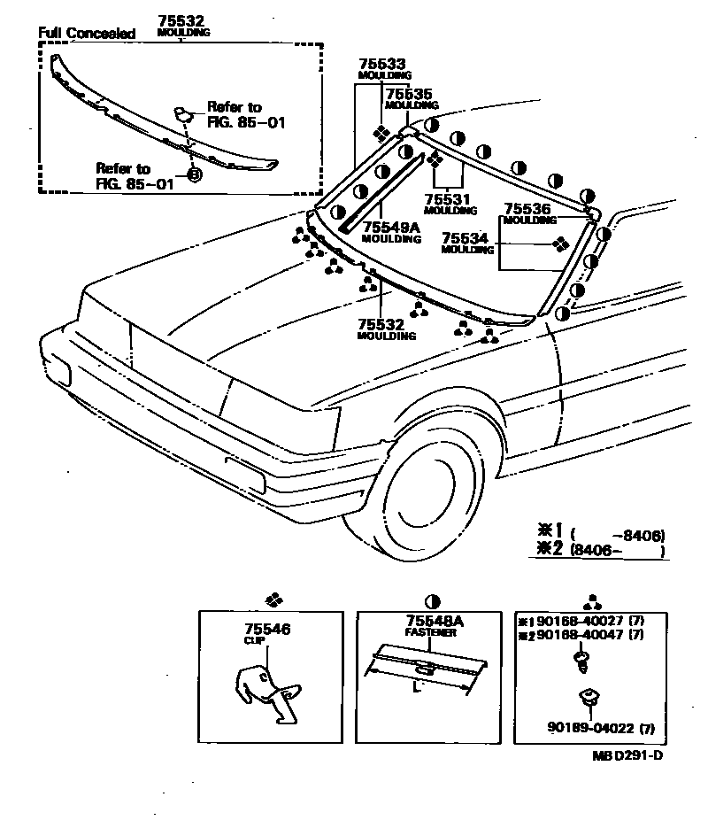 Toyota CAMRY 前防护条 EPC diagram — MBD291D