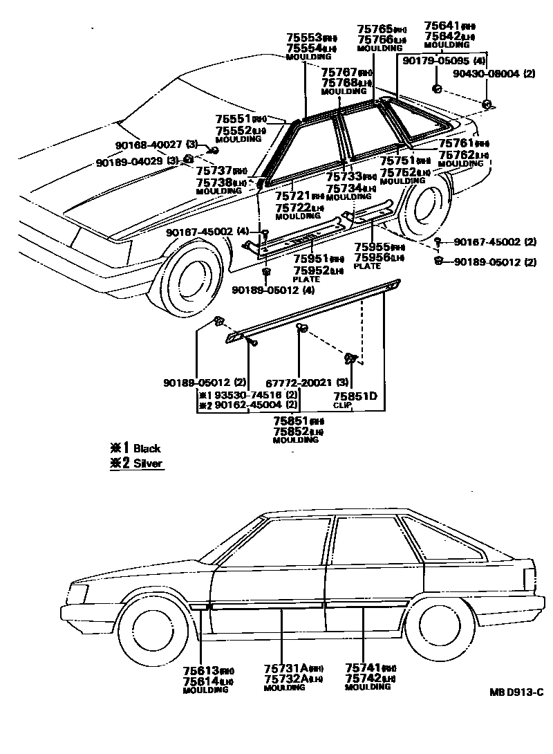 Toyota CAMRY 侧防护条 EPC diagram — MBD913C