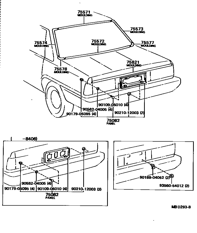 Toyota CAMRY 后防护条 EPC diagram — MBD293B
