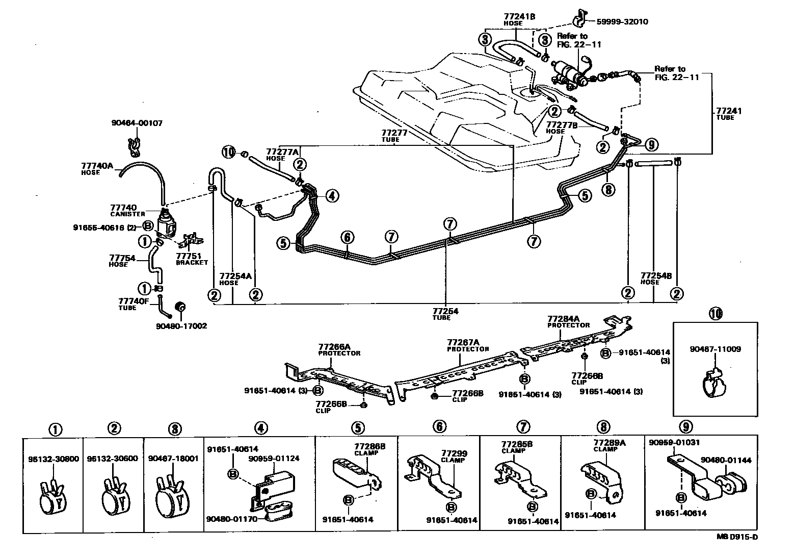 Toyota CAMRY 燃油箱和燃油管 EPC diagram — MBD915D