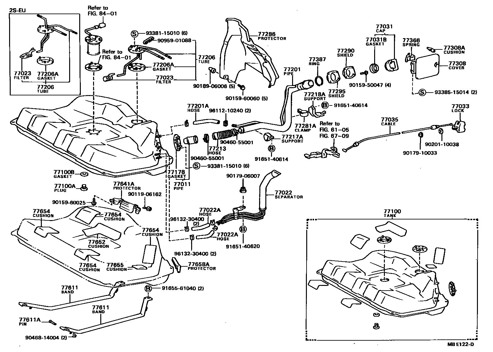 Toyota CAMRY 燃油箱和燃油管 EPC diagram — MBE122D