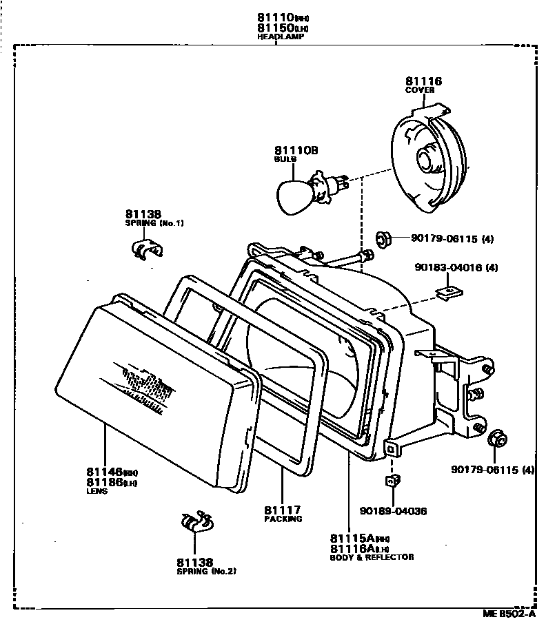 Toyota CAMRY Headlamp EPC diagram — MEB502A