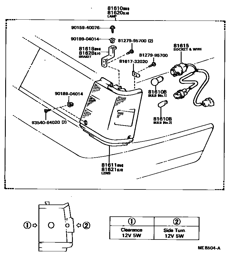 Toyota CAMRY 前示宽灯 EPC diagram — MEB504A