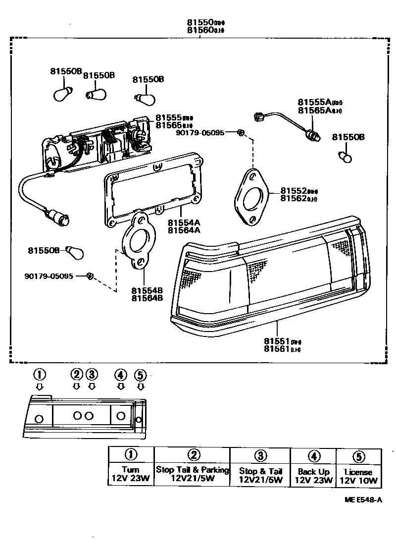 Toyota CAMRY 后组合灯 EPC diagram — MEE548A