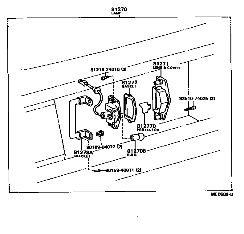 Toyota CAMRY 后牌照灯 EPC diagram — MEB689B