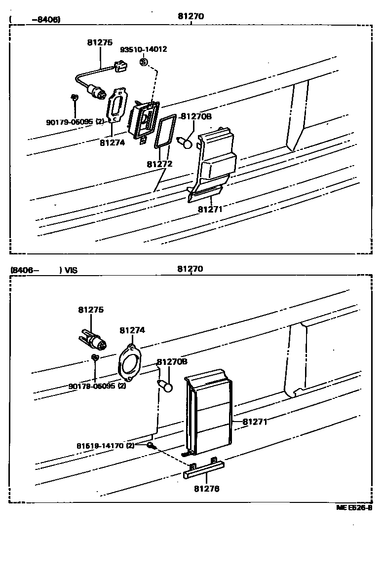 Toyota CAMRY 后牌照灯 EPC diagram — MEE526B