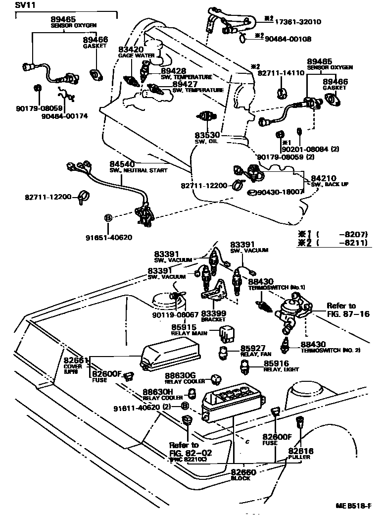 Toyota CAMRY 开关和继电器和ECU EPC diagram — MEB518F
