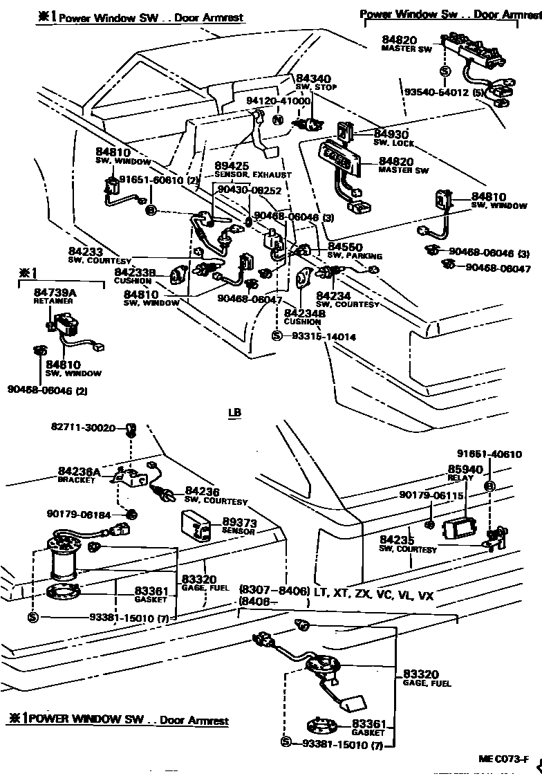 Toyota CAMRY 开关和继电器和ECU EPC diagram — MEC073F