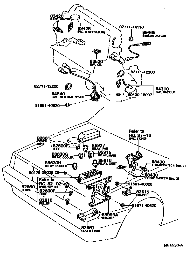 Toyota CAMRY 开关和继电器和ECU EPC diagram — MEE530A
