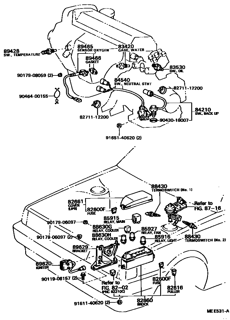 Toyota CAMRY 开关和继电器和ECU EPC diagram — MEE531A