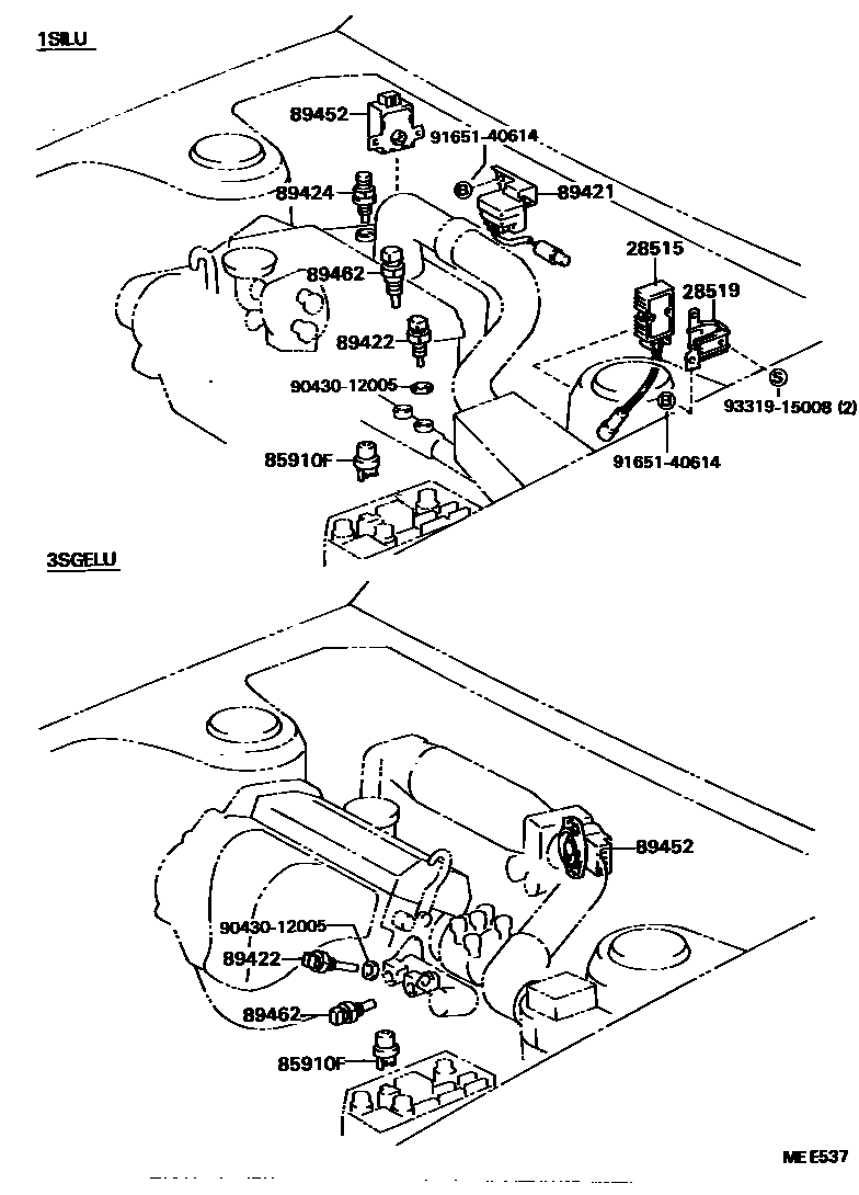 Toyota CAMRY 电子燃油喷射系统 EPC diagram — MEE537