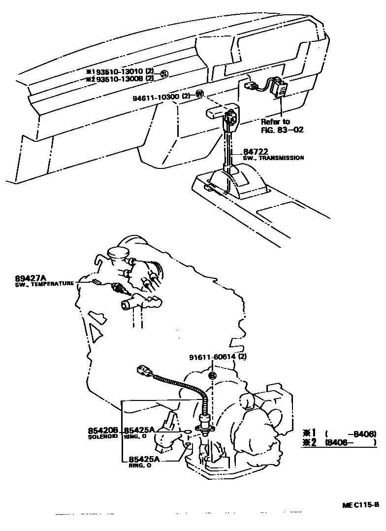 Toyota CAMRY 超速档和电子控制变速器 EPC diagram — MEC115B