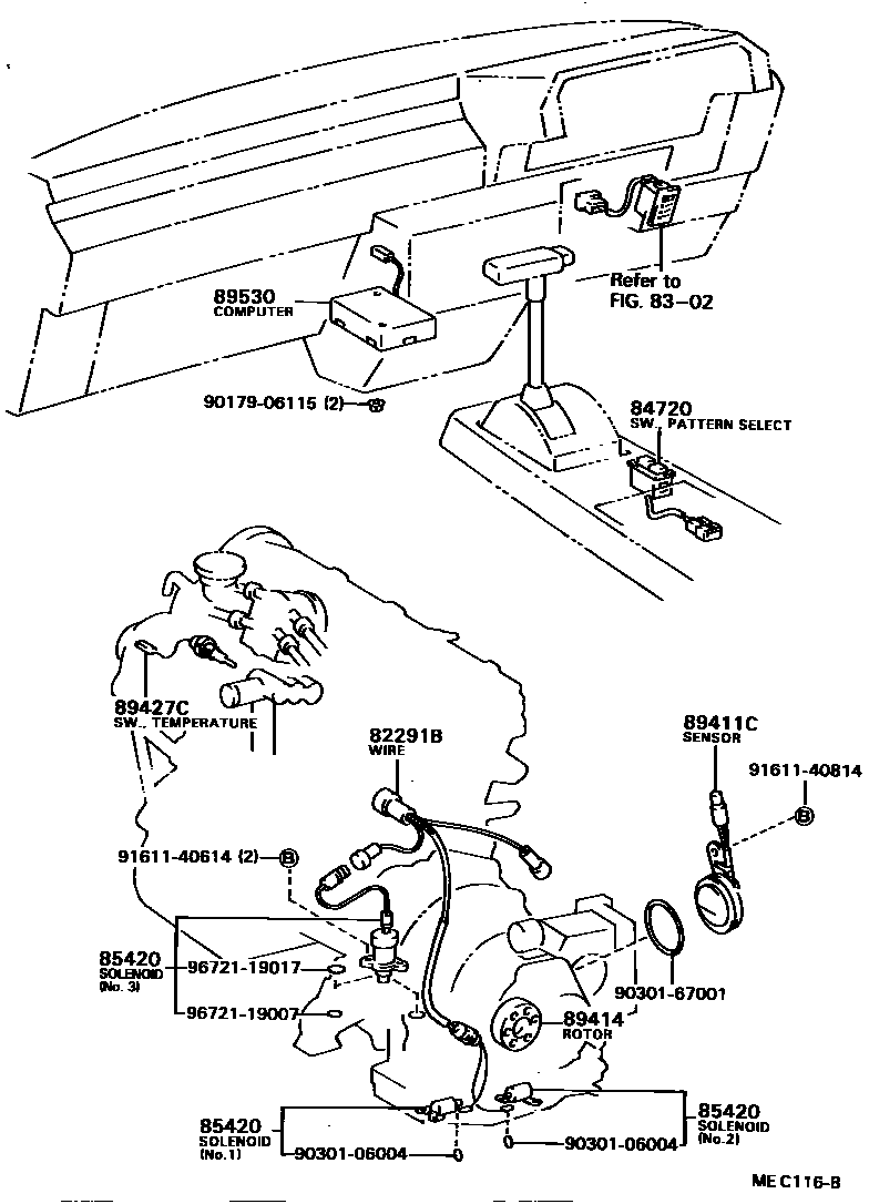 Toyota CAMRY 电子控制变速器 EPC diagram — MEC116B