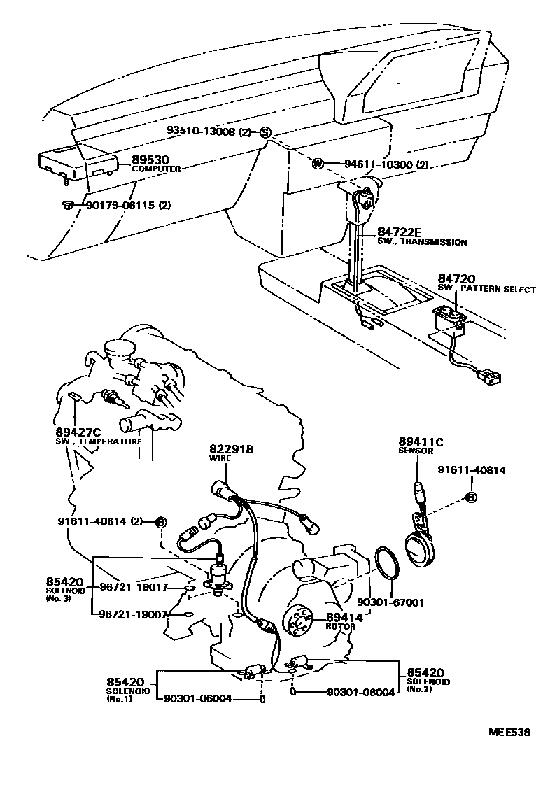 Toyota CAMRY 电子控制变速器 EPC diagram — MEE538
