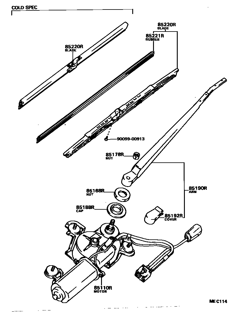 Toyota CAMRY 后刮水器 EPC diagram — MEC114