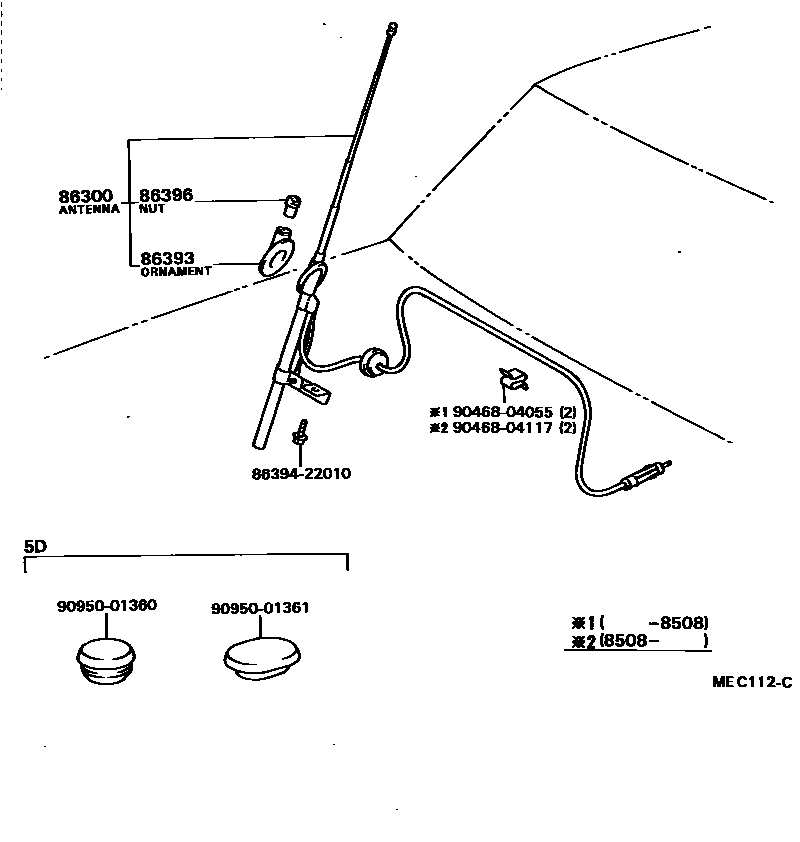 Toyota CAMRY antenna EPC diagram — MEC112C