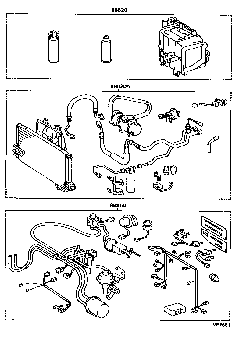 Toyota CAMRY 暖风和空调系统 - 组件 EPC diagram — MEE551