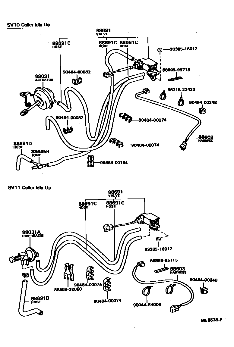 Toyota CAMRY 暖风和空调系统 - 真空管 EPC diagram — MEB538E