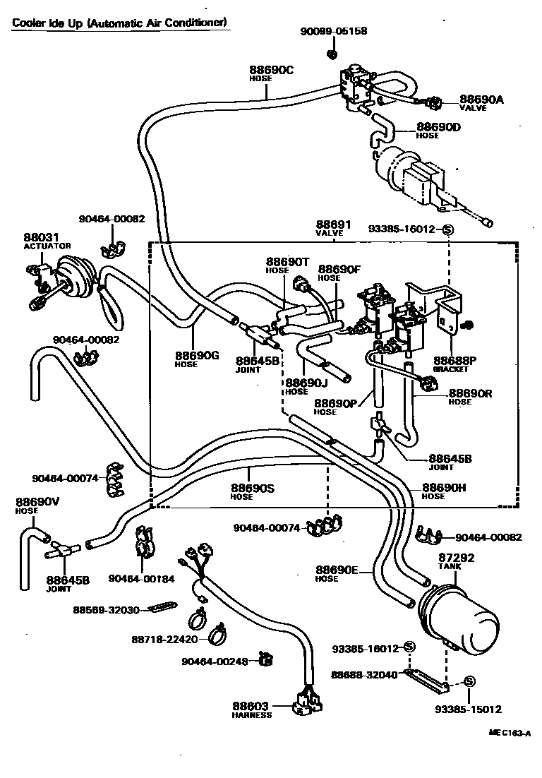 Toyota CAMRY 暖风和空调系统 - 真空管 EPC diagram — MEC163A