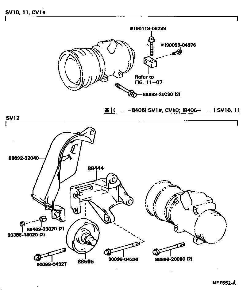 Toyota CAMRY Heating & Air Conditioning - Compressor EPC diagram — MEE552A