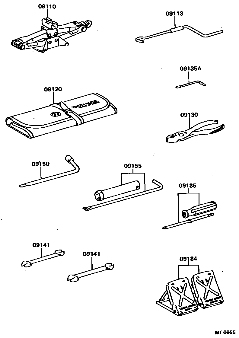 Toyota CAMRY Standard Tools EPC diagram — MT0955