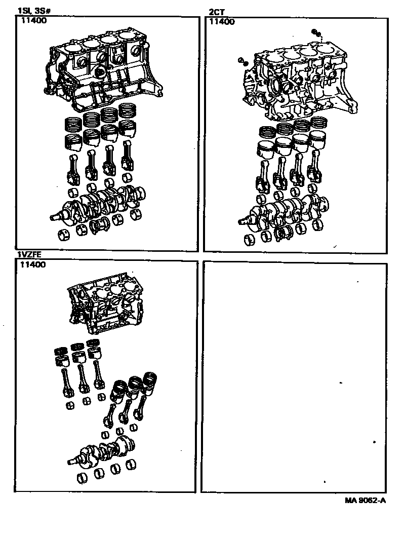 Toyota CAMRY Short Block Assembly EPC diagram — MA9062A