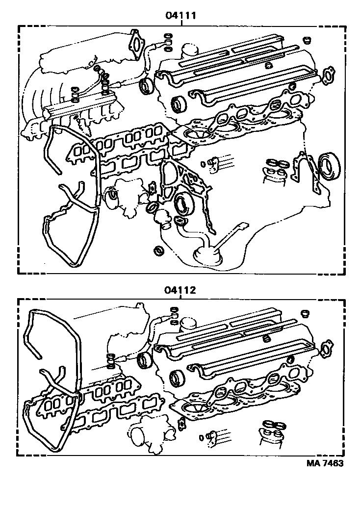 Toyota CAMRY Engine Overhaul Gasket Kit EPC diagram — MA7463