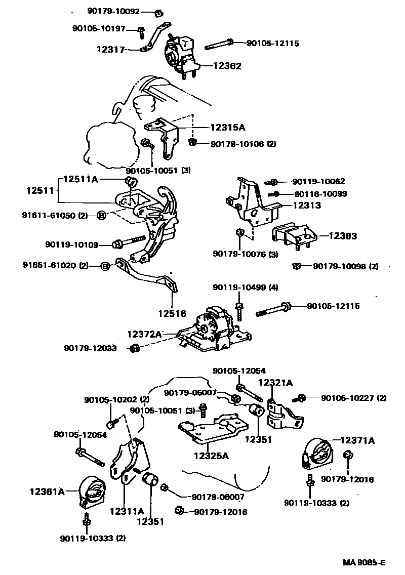 Toyota CAMRY Engine Mounting EPC diagram — MA9085E