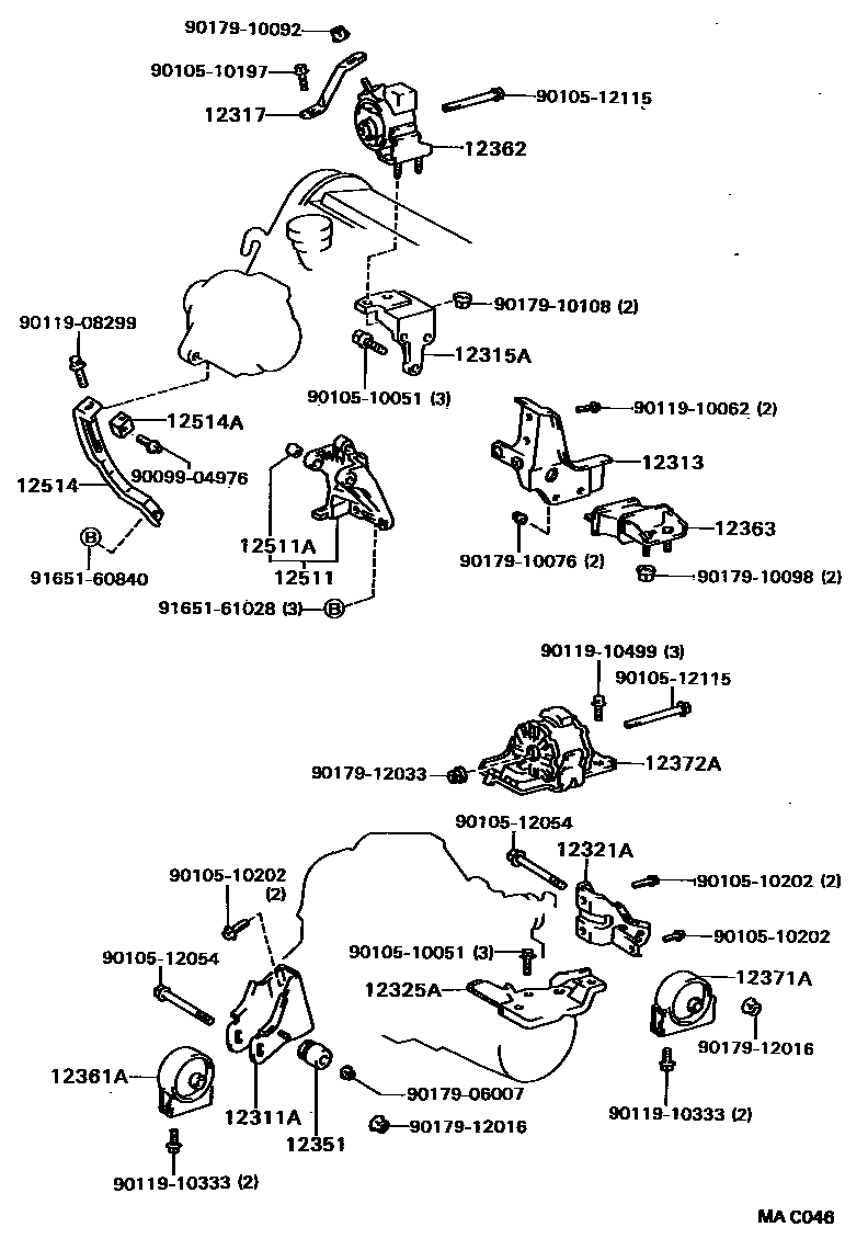Toyota CAMRY Engine Mounting EPC diagram — MAC046