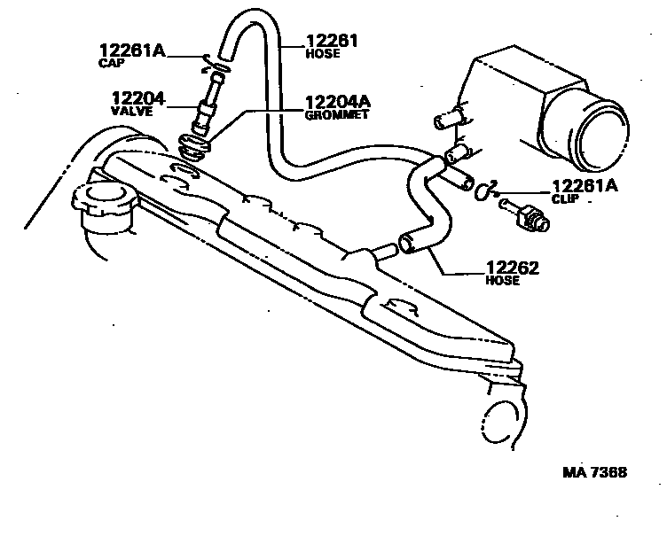 Toyota CAMRY Ventilation Hose EPC diagram — MA7368