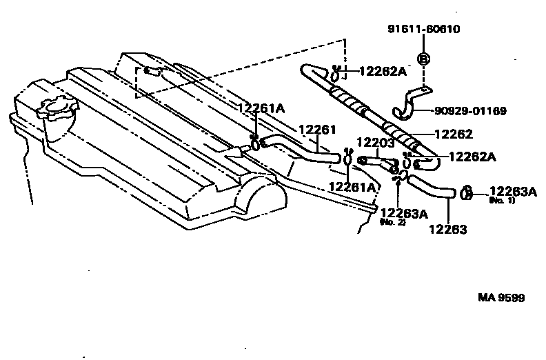 Toyota CAMRY Ventilation Hose EPC diagram — MA9599