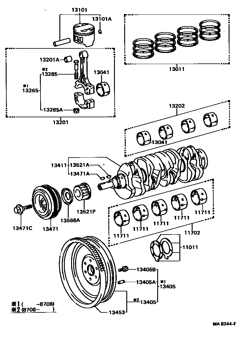 Toyota CAMRY Crankshaft & Piston EPC diagram — MA8244F