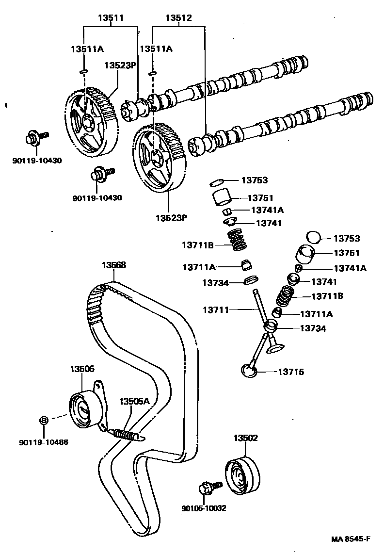 Toyota CAMRY Camshaft & Valve EPC diagram — MA8545F