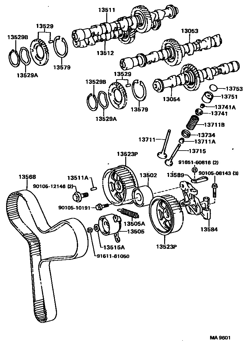 Toyota CAMRY Camshaft & Valve EPC diagram — MA9601