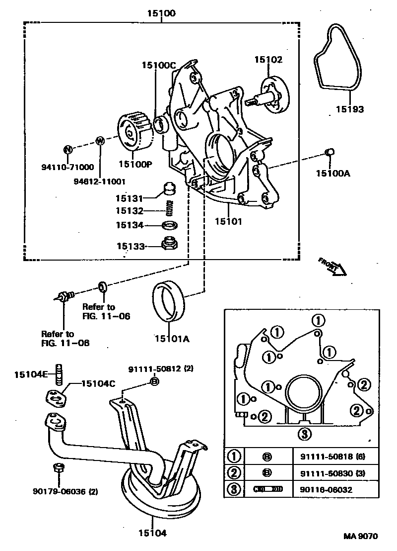 Toyota CAMRY Engine Oil Pump EPC diagram — MA9070